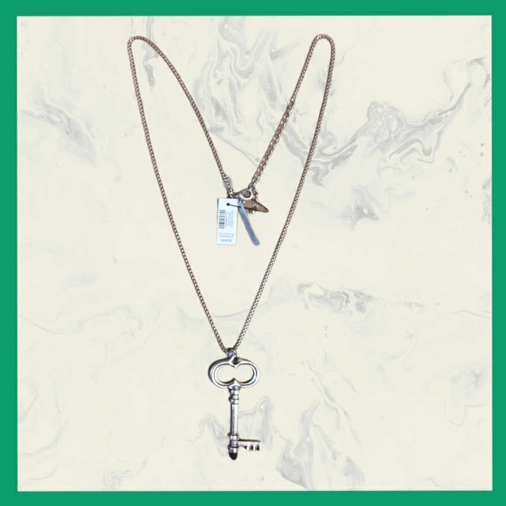 Chico's Silvertone Key Necklace with styles. - Picture 5 of 5